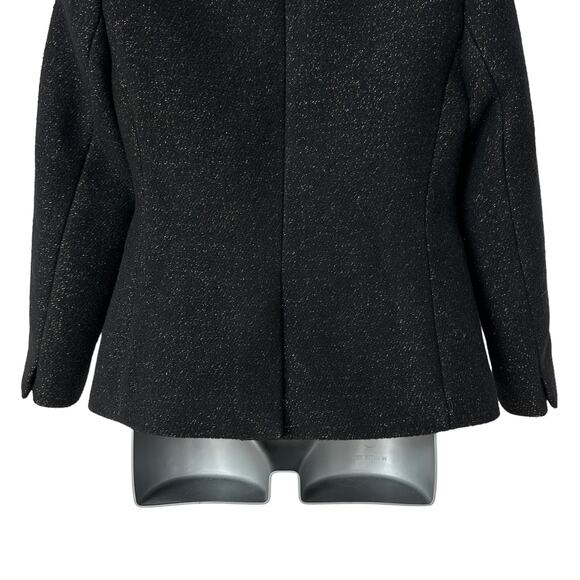 J. Crew Blazer Black Gold Metallic Open Front Wool Blend Jacket Women's Size 2 - Picture 9 of 11